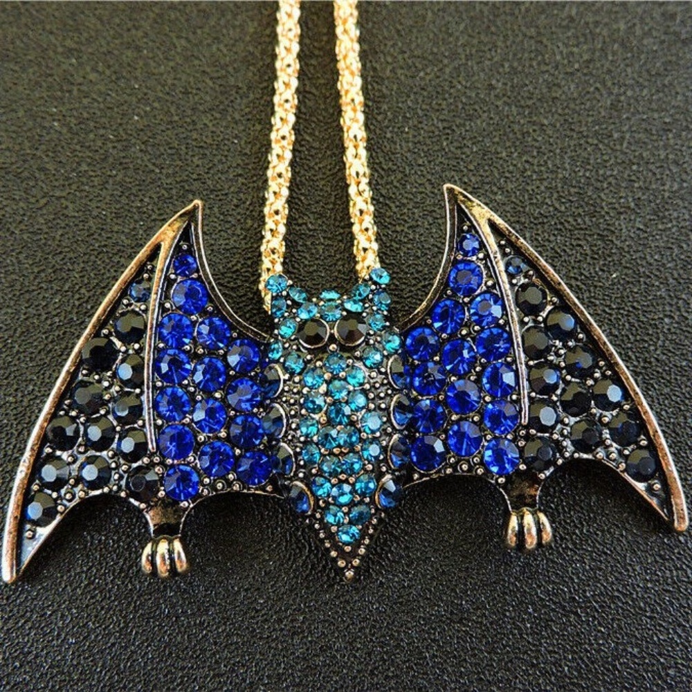 Black, Blue, Aqua Bat Pendant NWT - Picture 1 of 3